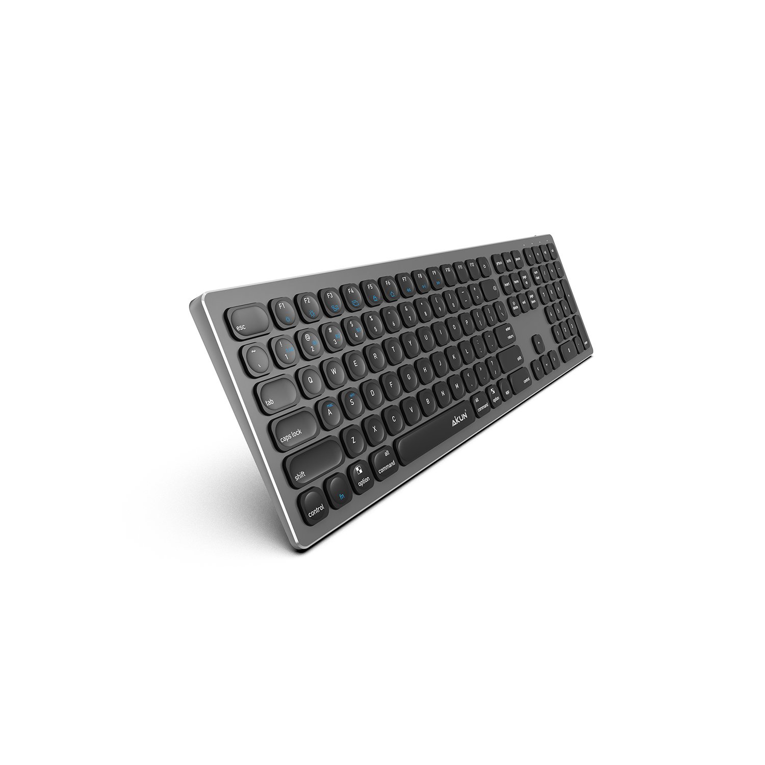 AIKUN Rechargeable BT/ Wireless aluminium keyboard 106 Quiet Keys,13 Shortcuts, Numeric Keypad,Auto Power Saving,Scissor Switch