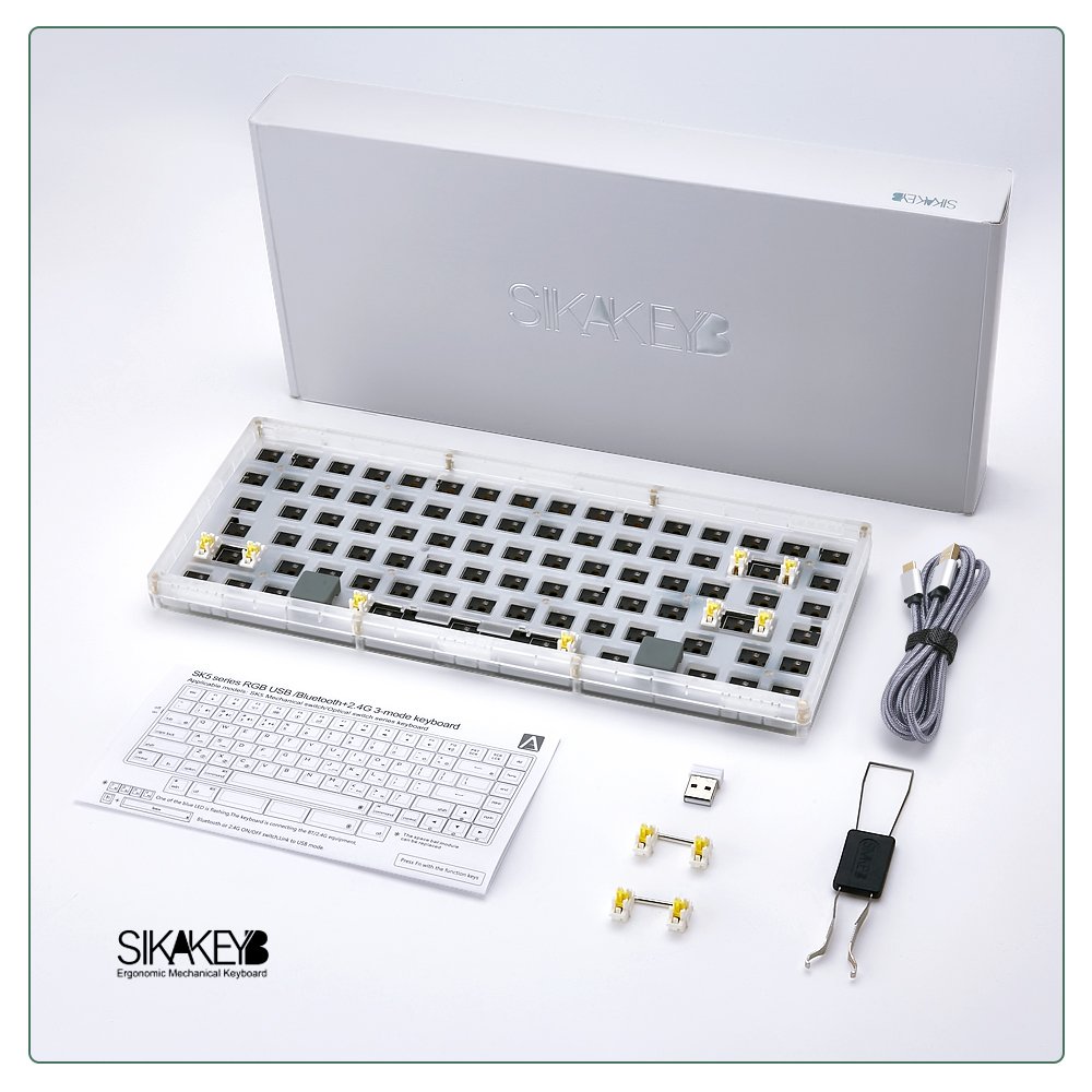 SIKAKEYB SK5 Castle ABS White Translucent RGB 84 Keys Hotswap Kit DIY 5.0 2.4G Wired 3 Mode Gaming 75% Mechanical keyboard