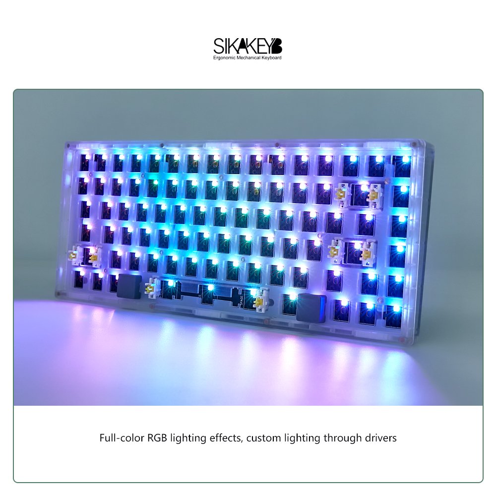 SIKAKEYB SK5 Castle ABS White Translucent RGB 84 Keys Hotswap Kit DIY 5.0 2.4G Wired 3 Mode Gaming 75% Mechanical keyboard