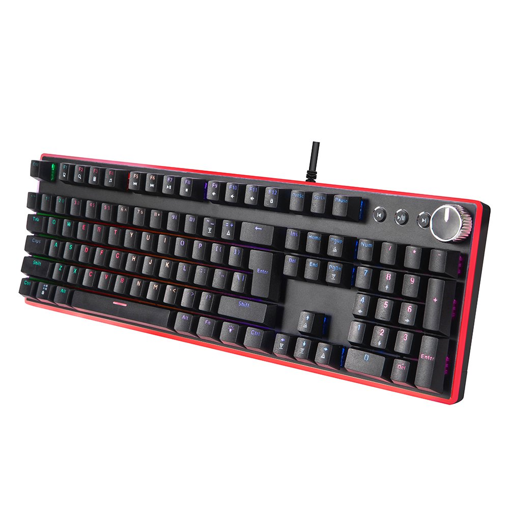 Keywin OEM Wired Full Size RGB Backlit Gaming Mechanical Keyboard 104 Keys Blue Switch Wired Mechanical Gaming Keyboard Teclado