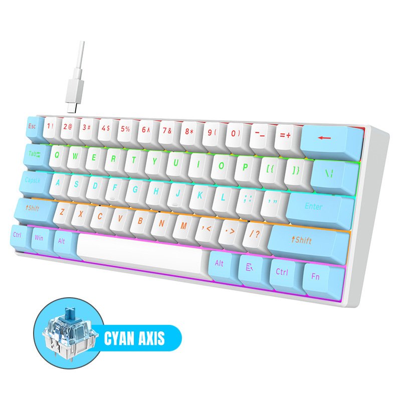 Professional 61 Keys 60% Teclado Led Rgb Laptop Wired Usb Computer Mechanical Gaming Esports Keyboard For Desktop Pc Computers