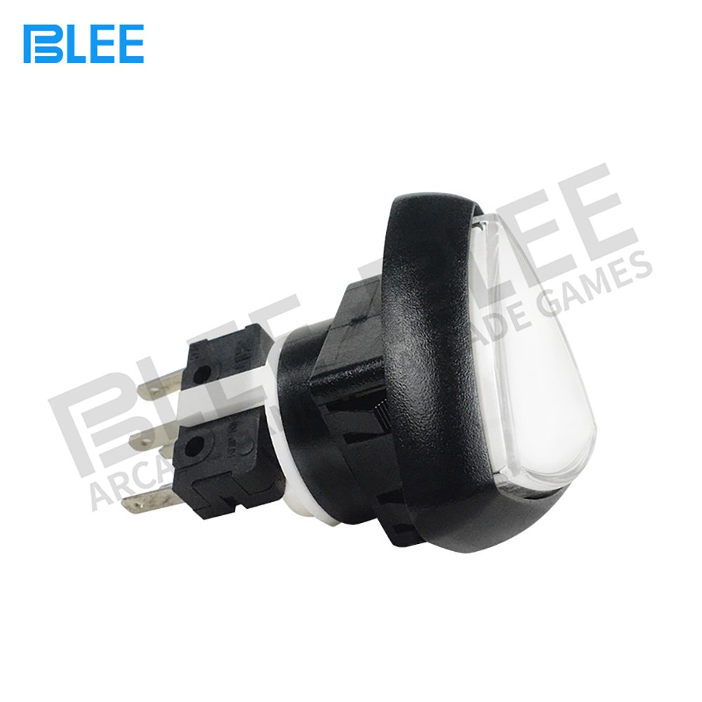 Built-in microswitch latch type durable arcade game parts 27*27mm square zero delay 12 volt LED plastic arcade push button
