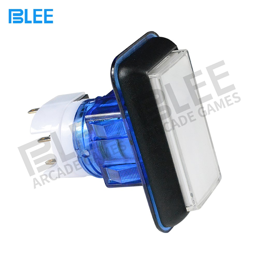 Built-in microswitch latch type durable arcade game parts 27*27mm square zero delay 12 volt LED plastic arcade push button
