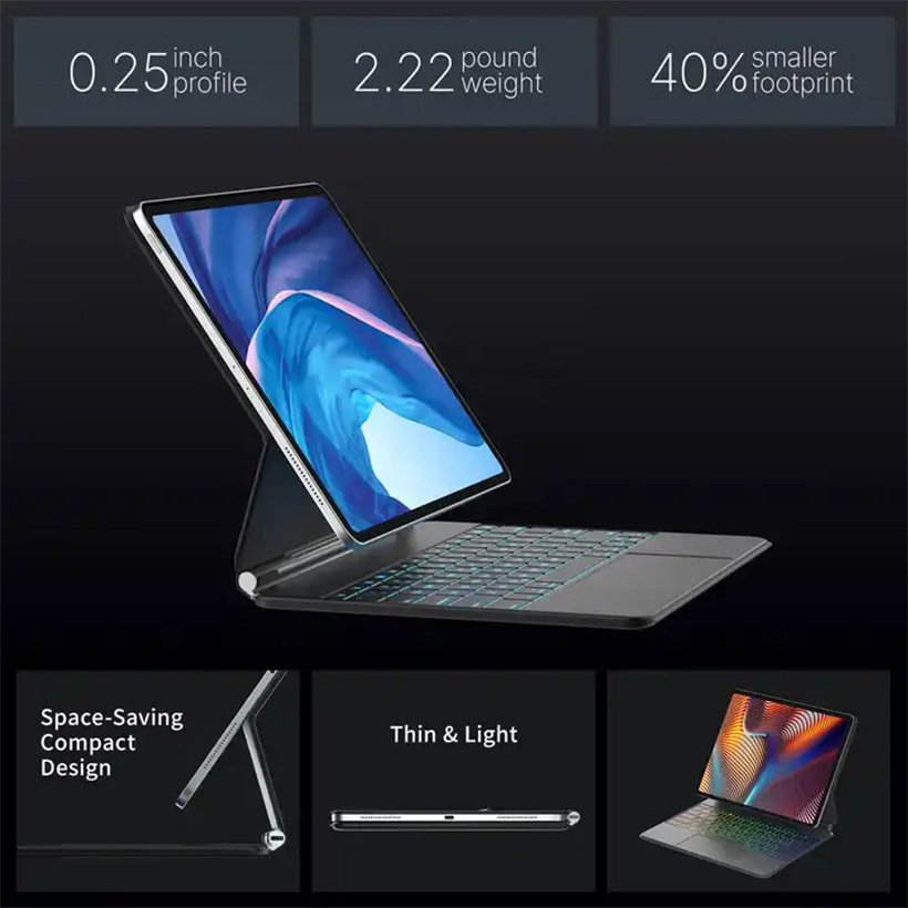 Backlit Magic Keyboard Wireless Keyboard Case Ultra Thin 12.9 Inch for Apple Ipad Pro 12.9 Keyboard Tablet Optical OEM 61 Keys