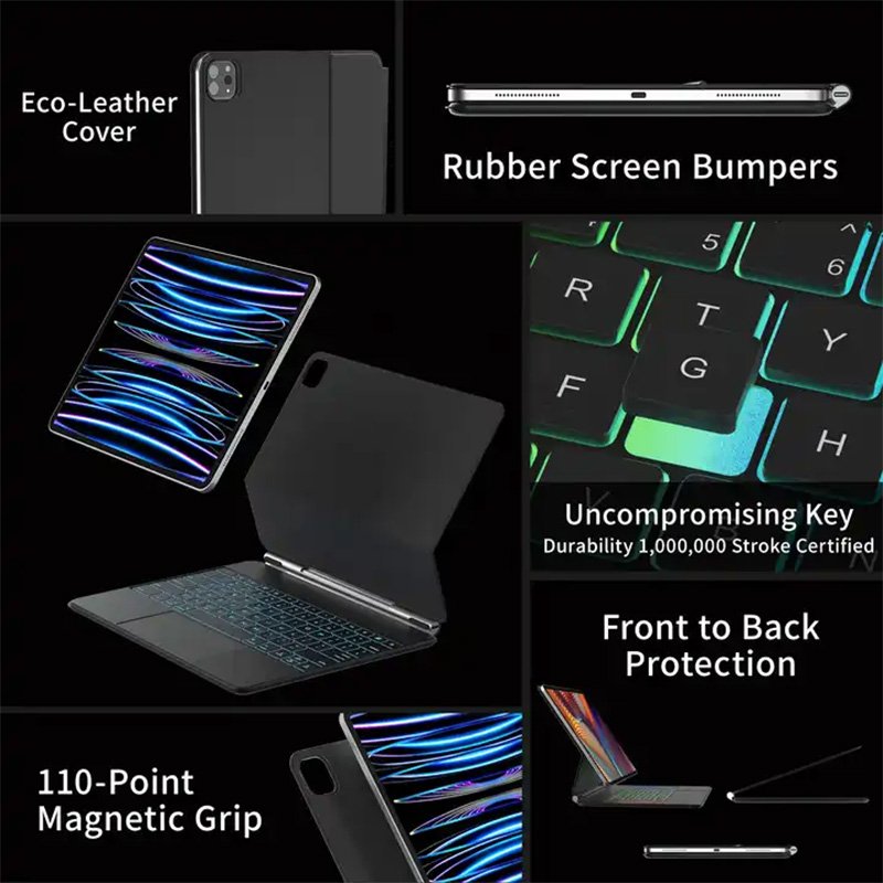 Backlit Magic Keyboard Wireless Keyboard Case Ultra Thin 12.9 Inch for Apple Ipad Pro 12.9 Keyboard Tablet Optical OEM 61 Keys
