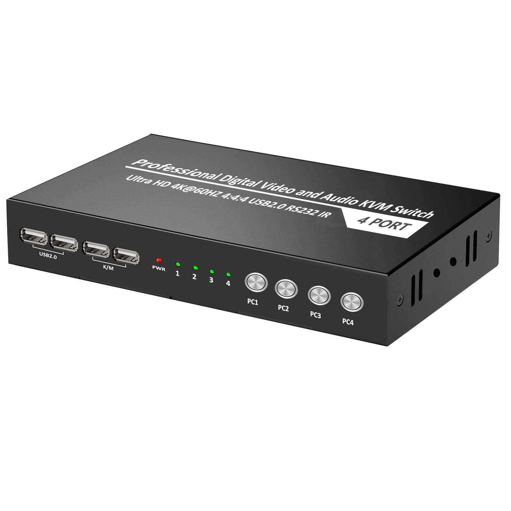 4K60hz HDTV 4 Port USB2.0 KVM Switch for PC 4 in 1 out Computer keyboard mouse Switch Support Hotkey & RS232 for Printer U disk
