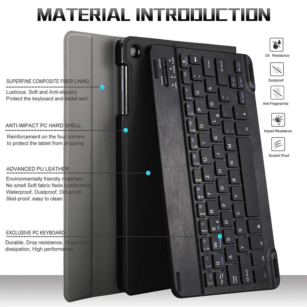 New Fashion Stand Design Leather Tablet Case With Keyboard Tablet Case Cover For Samsung Galaxy Tab S6 Lite 10.4 Inch P610 P615