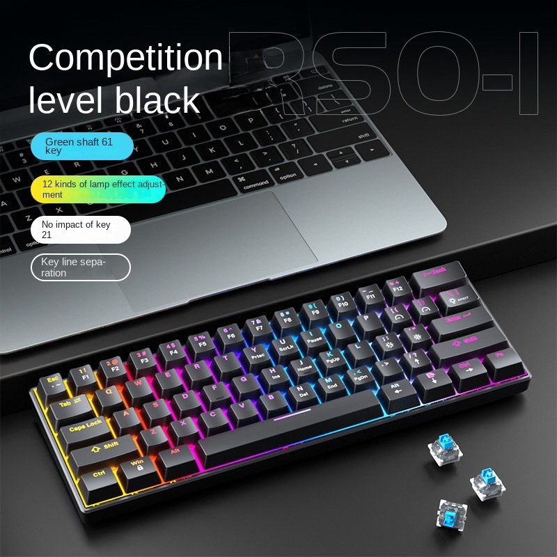 PBT Two-Color Injection Keycaps Black Wired USB Interface RGB Backlit Keyboard Mouse Gaming Combo Office PC Gaming Computer