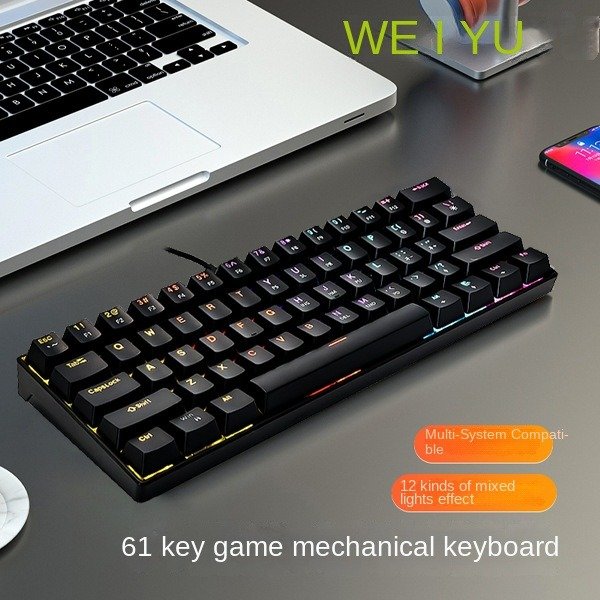 PBT Two-Color Injection Keycaps Black Wired USB Interface RGB Backlit Keyboard Mouse Gaming Combo Office PC Gaming Computer
