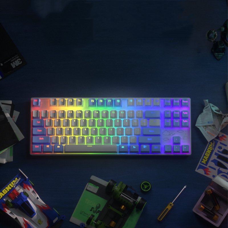 Bloody RGB TKL Mechanical Gaming Keyboard Small Compact PC Keyboard with Macros Russian RGB PCB Keyboard