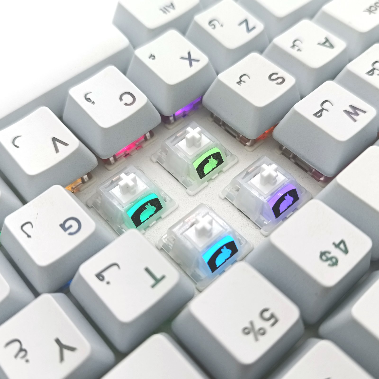 Tecsee Hotswap Christmas Switches Red White Housing Santa/Elk/Rabbit Pattern Linear Mechanical Keyboard Switches