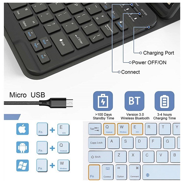 Bluetooth Keyboard Tablet Case for Samsung Galaxy Tab S9 FE SM X510 X516 X518 PU Flip Cover