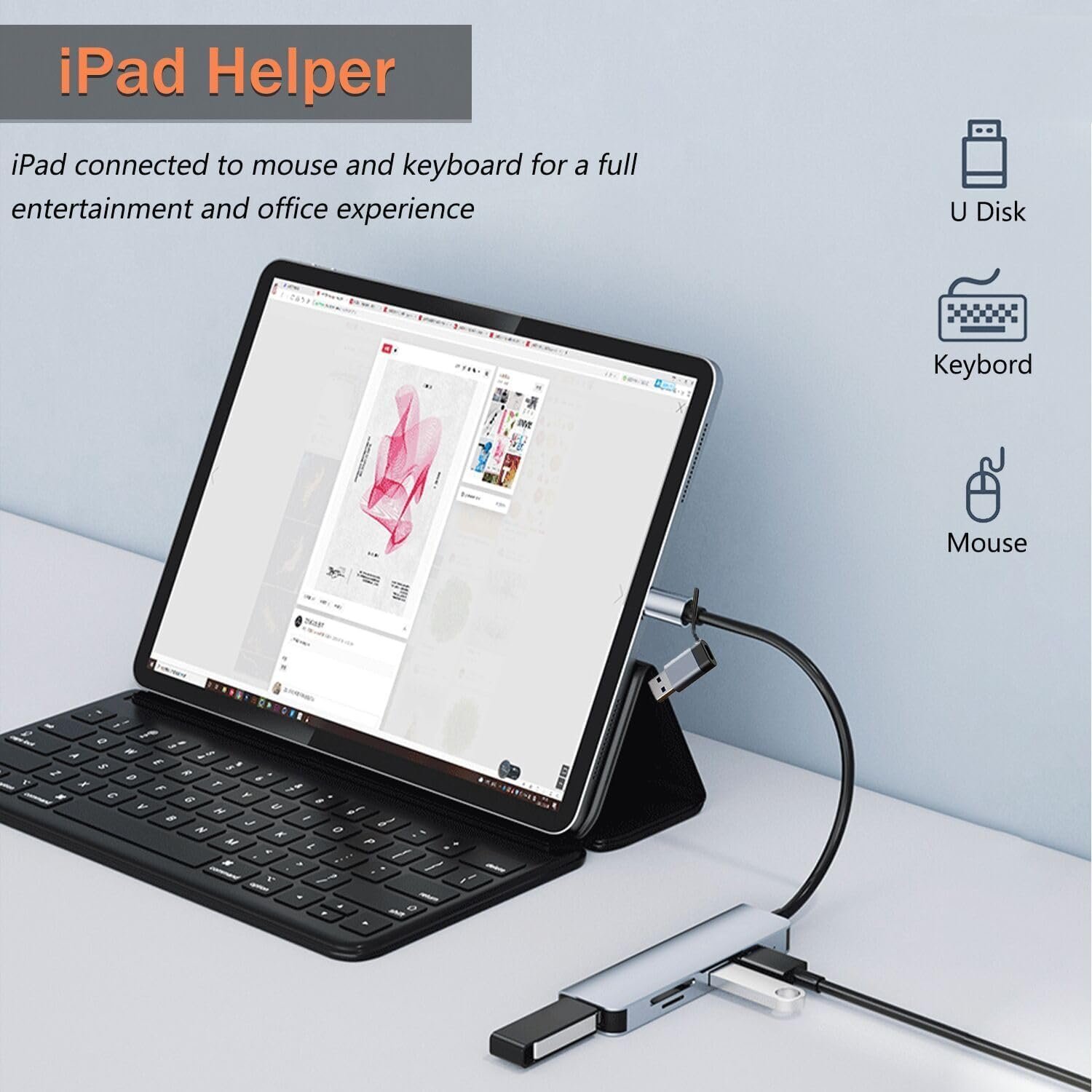 Umoub 2 in 1 Expansion Dock USB 3.0 Hub PC 5 In 1 USB Hub USB3.0 Splitter Adapter Port Type C Card Reader For PC Laptop