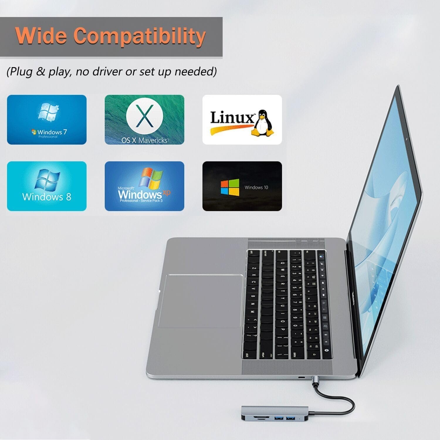 Umoub 2 in 1 Expansion Dock USB 3.0 Hub PC 5 In 1 USB Hub USB3.0 Splitter Adapter Port Type C Card Reader For PC Laptop