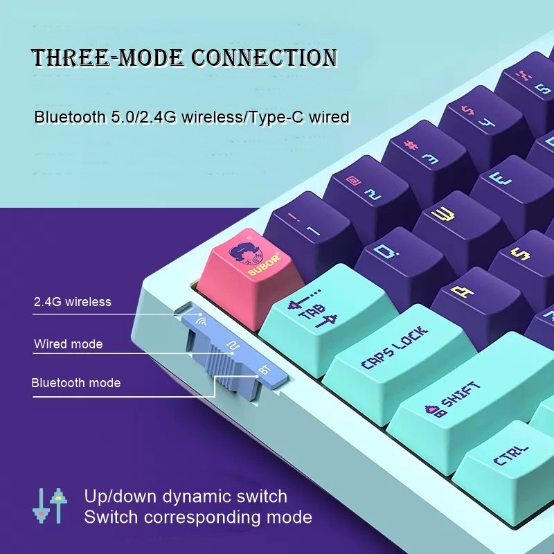 VGN X68 Mini Teclado Keyboard Gamer Custom BT 5.0 2.4G Type-C Wired Three-Mode RGB Backlit Mechanical Keyboards