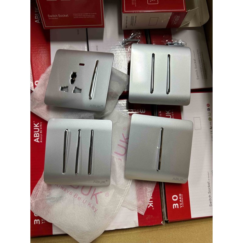 Abuk Black 1/2/3/4 Gang 1/2/3/4 Way Piano Switch Socket Uk Wall Button/Piano Key Led Light Power Electric Switches For Home