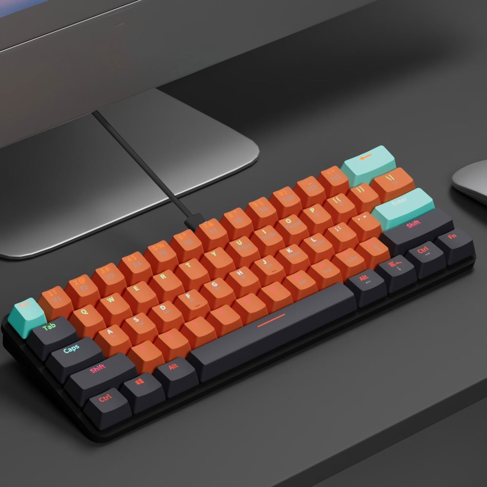 OEM RGB USB Mini Mechanical Keyboard Red Switch 61 Key Wired Computer Notebook Portable Keyboard