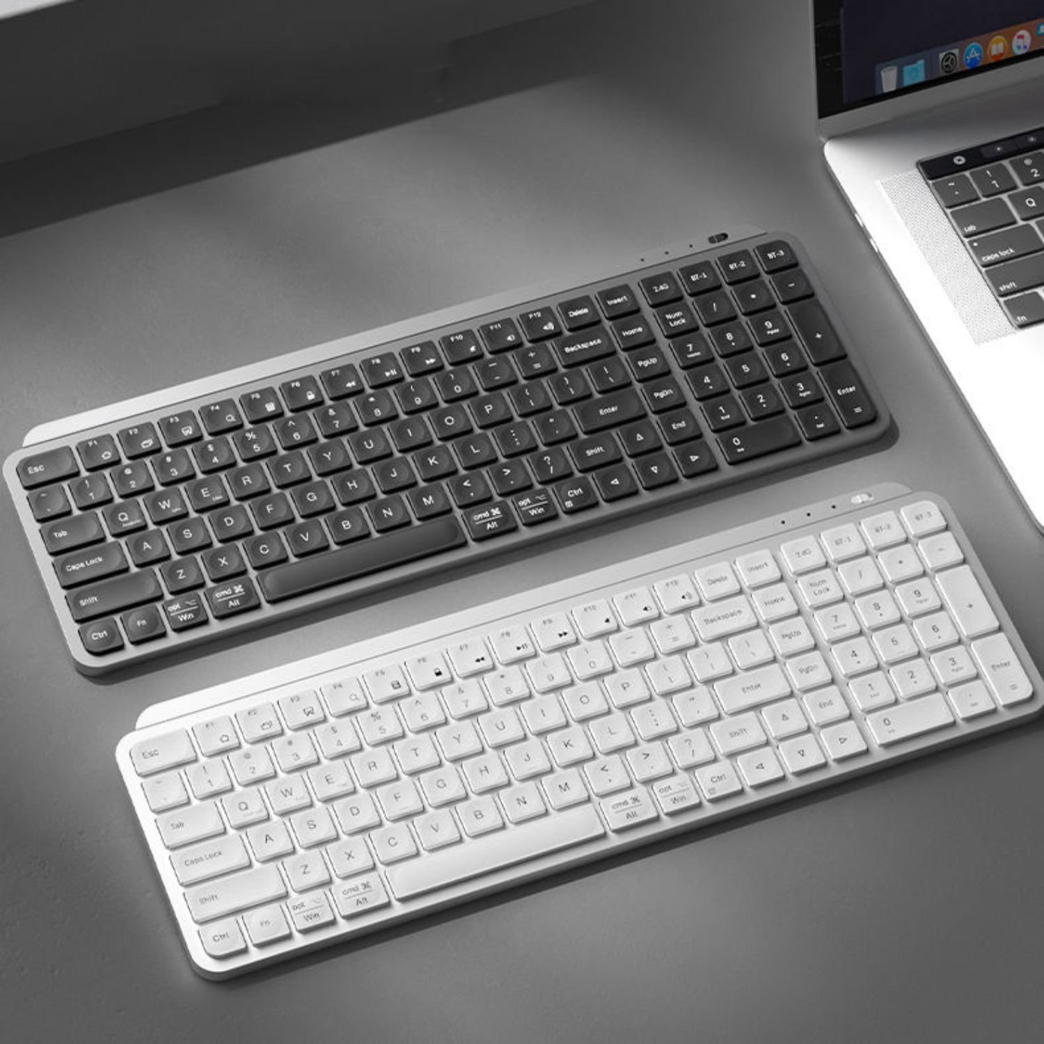 Multi-Device Rechargeable BT Wireless Mini Cheap Keyboard Keyboard Computer Switches Scissors Wavy Design for Win/ios/Mac