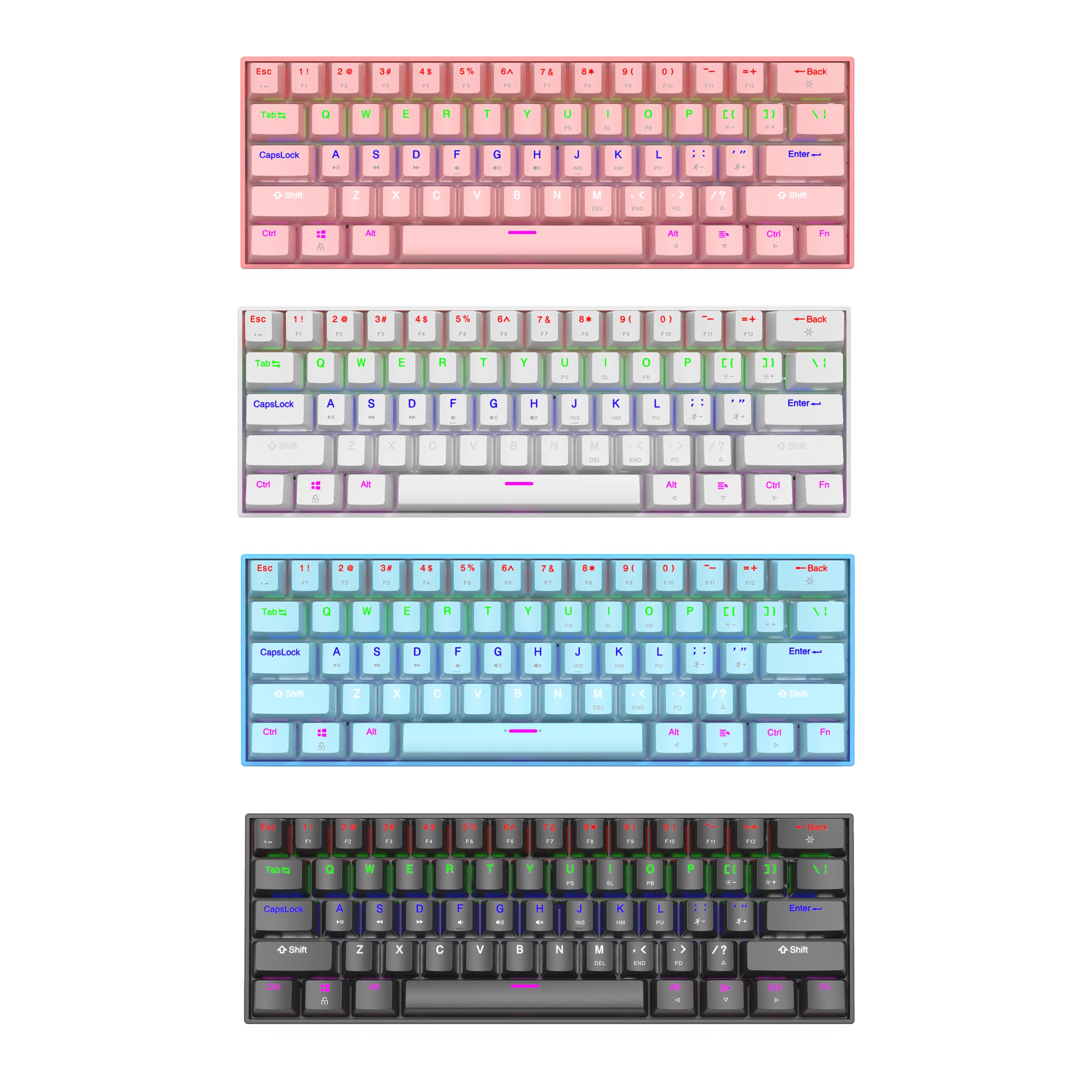 Custom 60% Mechanical Keyboard RGB Desktop Windows USB Type C ABS Plastic Wired Switches for Mechanical 3 Pin Keyboard Switches