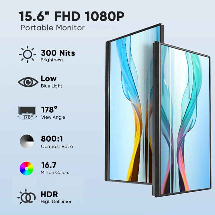 15.6 Inch 1080P USB-C HDR Touchscreen Monitor with Premium Smart Cover and Dual Speakers External Portable Laptop Display
