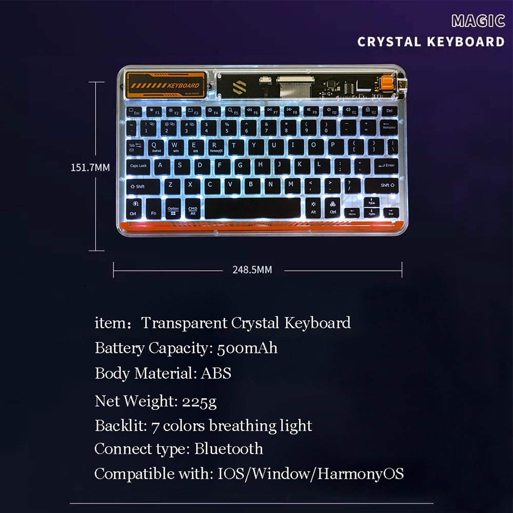 Popular Gift Smart Mini RGB Keyboard Transparent Keyboard For Tablet Smartphone Office Laptop New Item