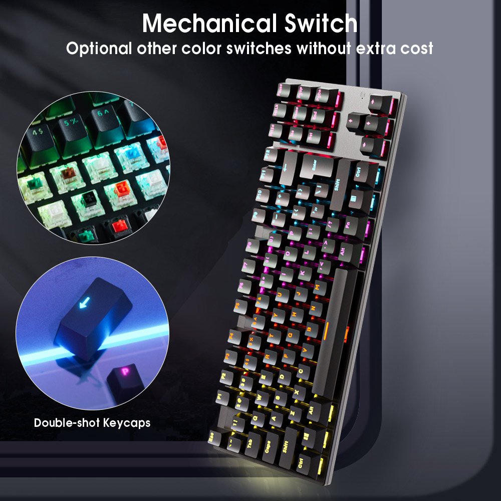 SAMA OEM Metal Compact TKL ISO Layout Tenkeyless Spanish Russian Backlit Wired Clavier Gaming Mechanical Keyboard For Desktop