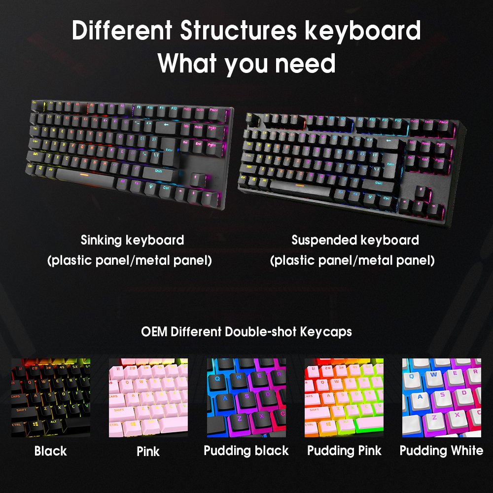 SAMA OEM Metal Compact TKL ISO Layout Tenkeyless Spanish Russian Backlit Wired Clavier Gaming Mechanical Keyboard For Desktop