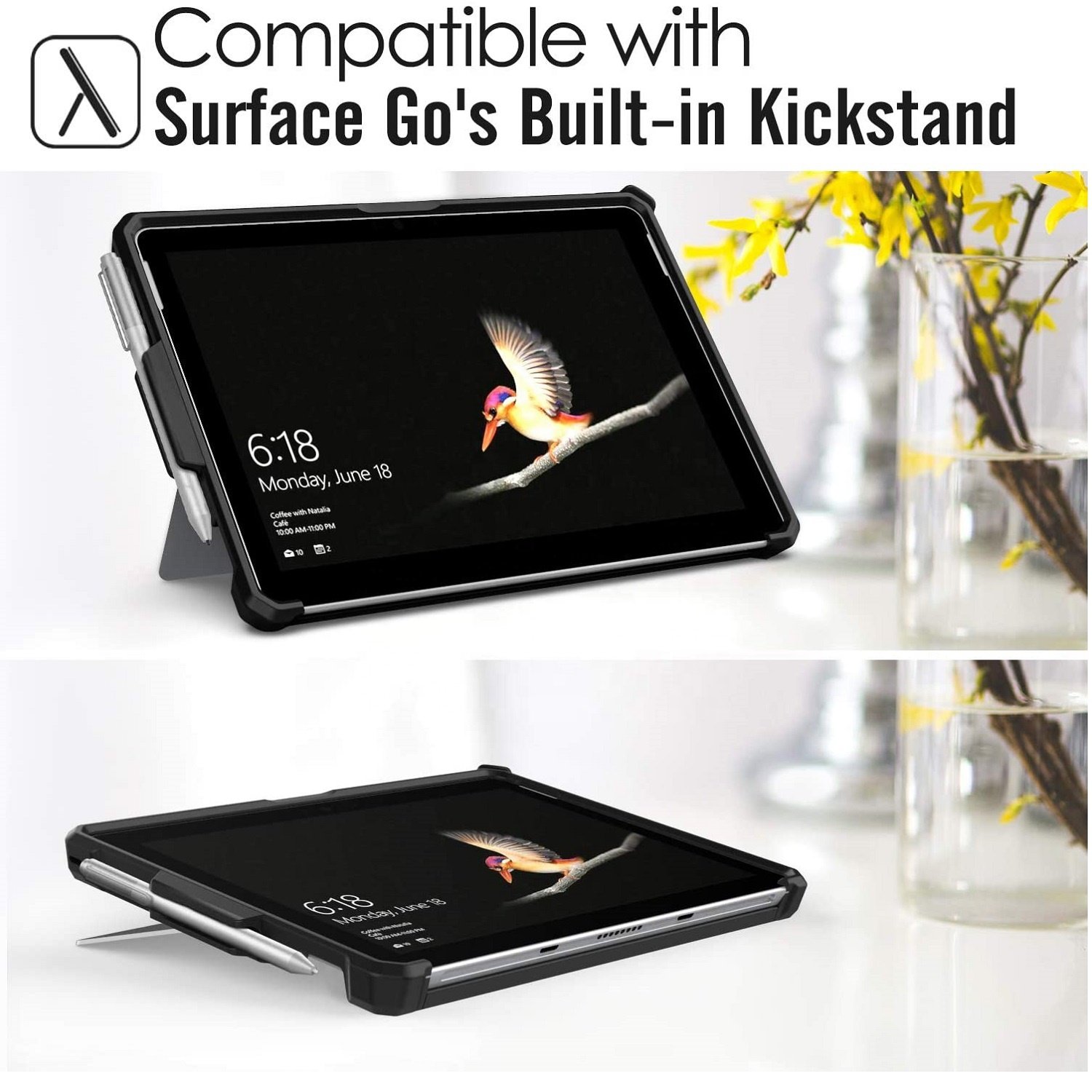 MOKO All-in-One Protective Rugged Cover with Pen Holder and Hand Strap Case for Surface Go 2018/Surface Go 2 2020/Go 3 2021