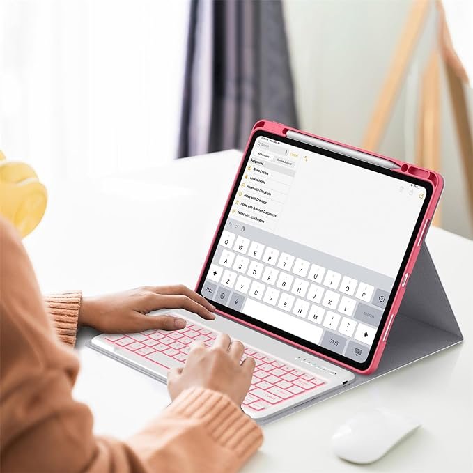 Composition notebook Keyboard Case for iPad Air 13 inch 12.9 inch with Wireless Magnetic Detachable Keyboard and Backlit Keys