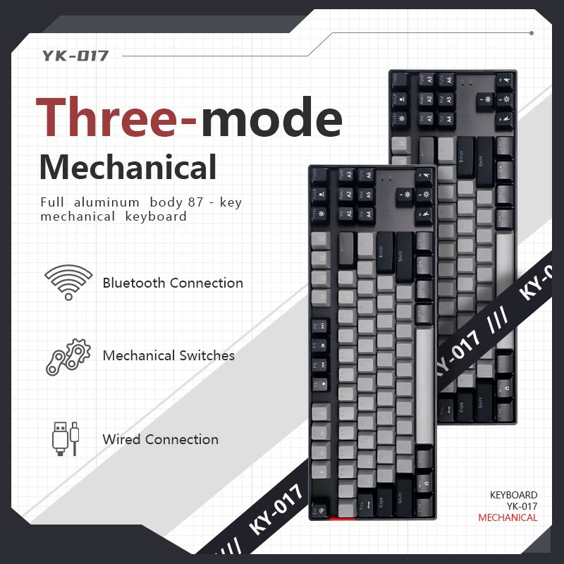 87 Keys Wireless Mechanical Keyboard With Type-c Interface RGB Backlit Computer Mechanical Red Switch Gaming Keyboard