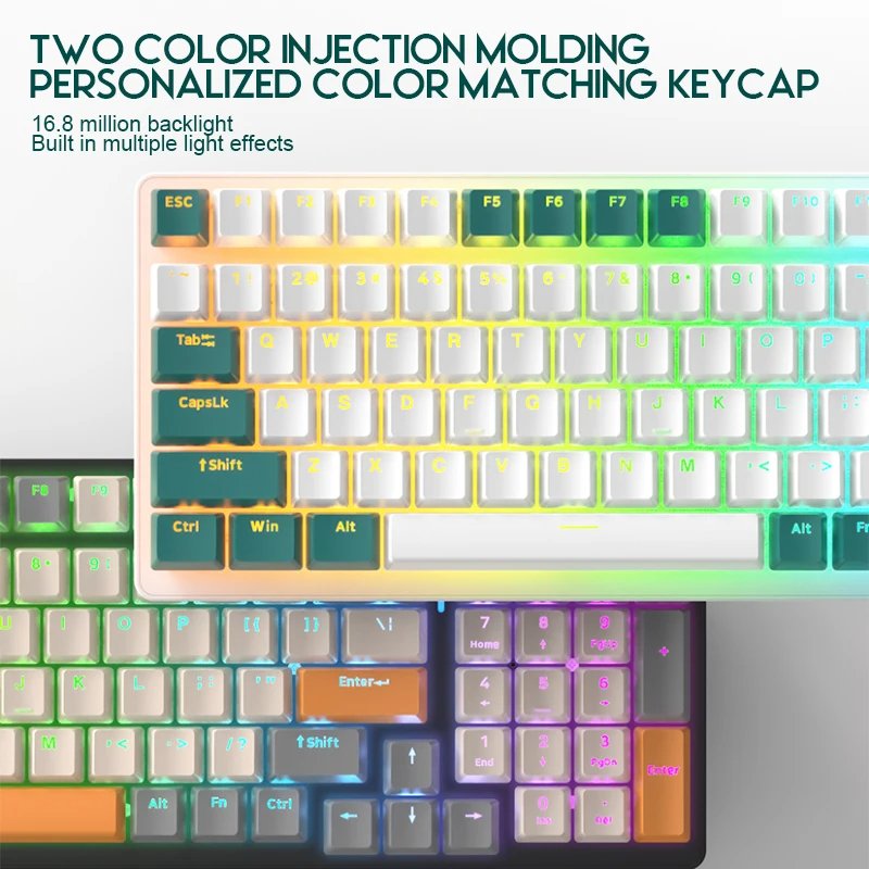 Cj100 Keys RGB Type-C Full Size Hotswappable Personalized Keycap For Laptop PC Computer Mini Gaming Keyboard Mechanical Keyboard