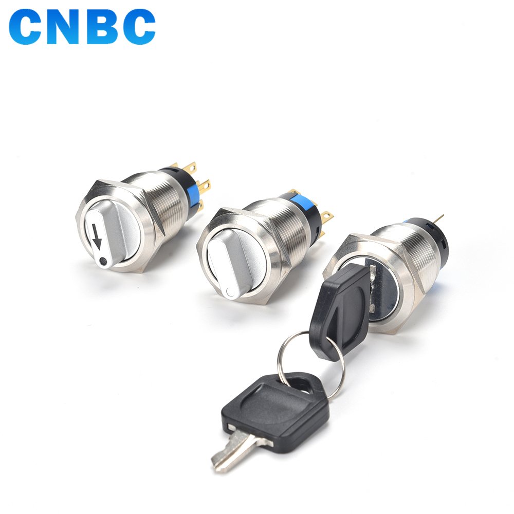 19mm Metal 2 Position 3 Position On Off Key switch Lock Latching switch