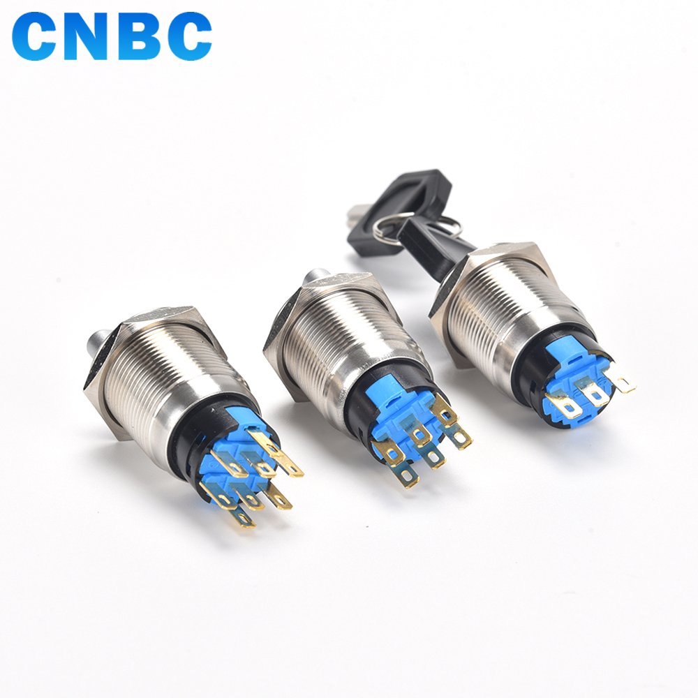 19mm Metal 2 Position 3 Position On Off Key switch Lock Latching switch