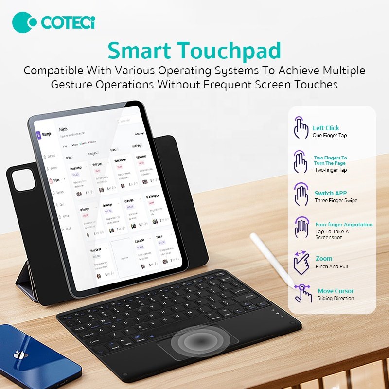 COTECi Universal Bluetooth Smart Keyboard Mouse Wireless Magic Control Laptop Mobile Phones Tablets UK Language Mechanical