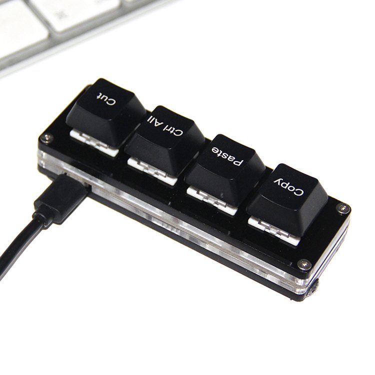 WENJUN Shortcut Keyboard 4key Edit Drawing Keyboard Support Red Switch Programming Macro Keypad Mechanical Keyboard Already