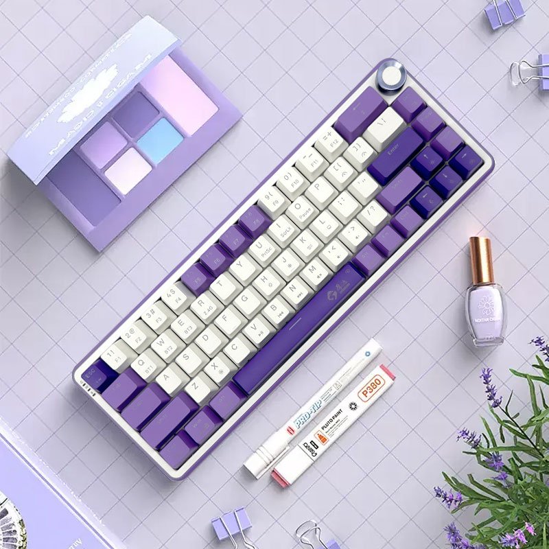 OEM mechanical keyboard gaming keyboard 2.4G Bluetooth Wireless RGB 68 keys keyboard for Laptop Computer with knob