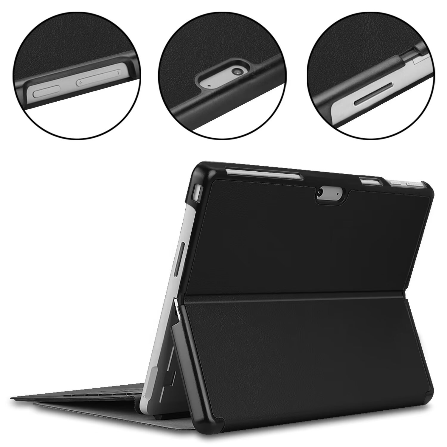 Wholesale Pc Pu Caster Voltage with Pen Slot Keyboard Cover Tablet Protective Case For Microsoft Surface Pro 9 & 10