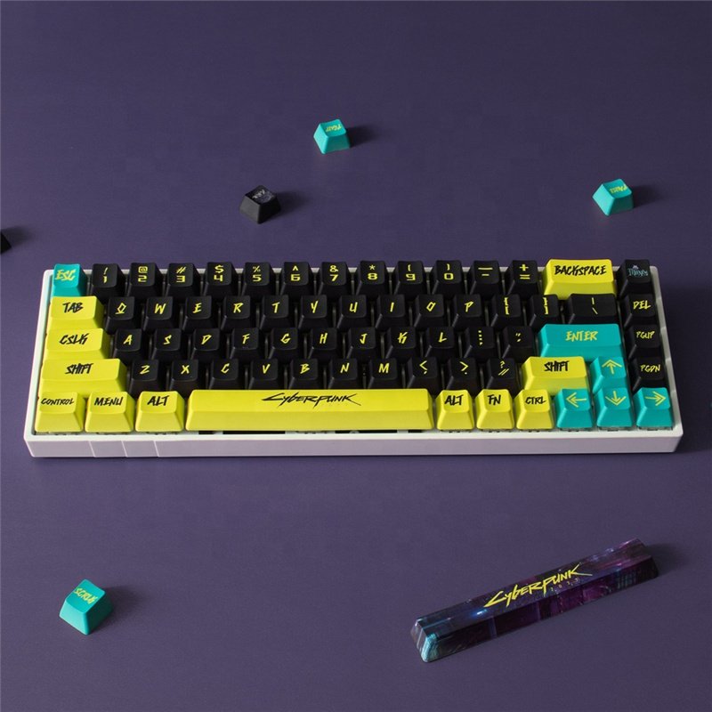 Cyberpunk Keycaps 129/23 Keys Cherry Profile PBT DYE - SUB Keyboard MX Switch Machine Game Keyboard 61/64/68/84/87/96/98/104/108