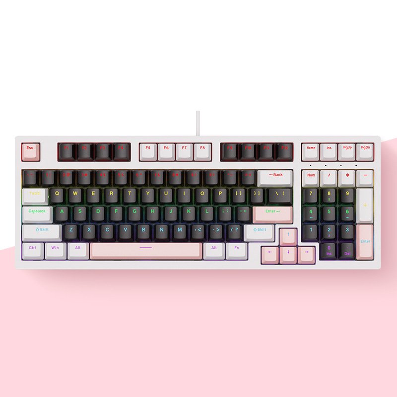 ABS RGB Backlit Keycap Ergonomic USB Type-C Wired Hot Swappable Mechanical Gaming Keyboard for PC Laptop Computer-Color Lighting