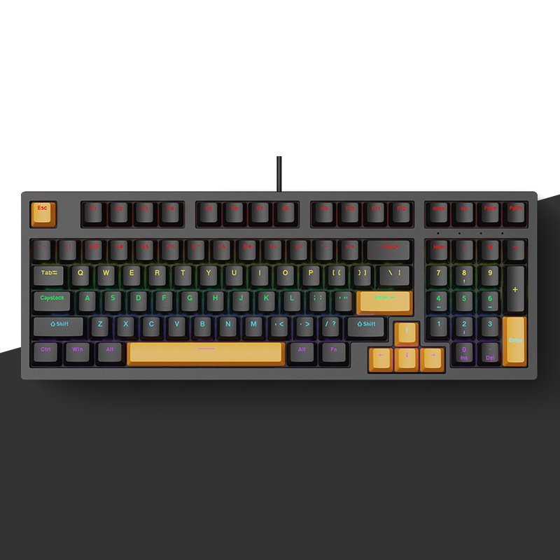 ABS RGB Backlit Keycap Ergonomic USB Type-C Wired Hot Swappable Mechanical Gaming Keyboard for PC Laptop Computer-Color Lighting