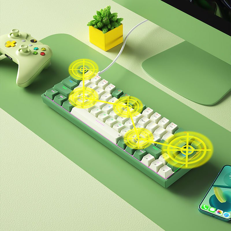 68-Key Hot-Swappable RGB Mechanical Gaming Keyboard with Type-C Connection and Sturdy PBT Keycaps support customization