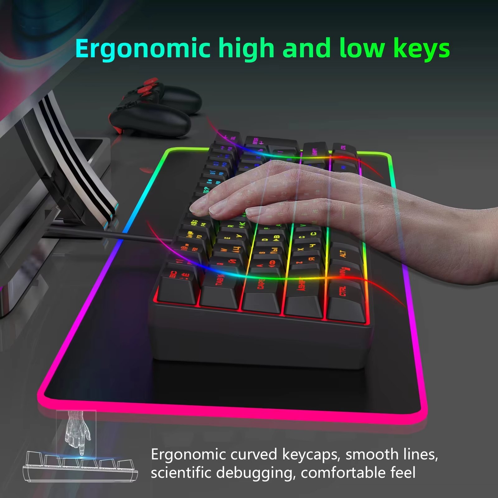 RGB Backlight Mini 61-Key Gaming Mechanical Keyboard Anti-ghosting Switch USB Interface Customizable Logo ABS Computer Use