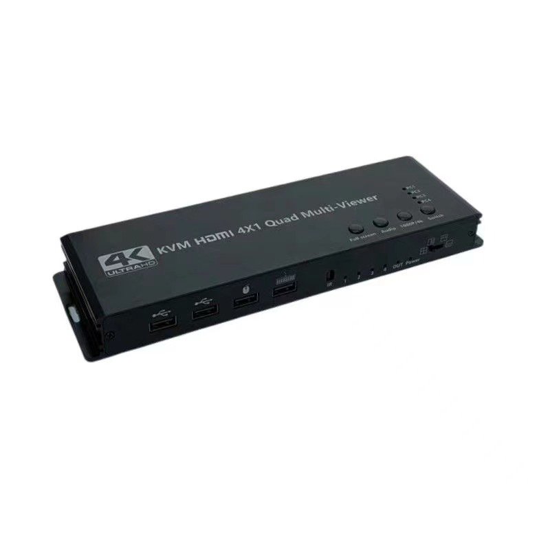 4K 4x1 HDMI KVM Switcher 4 In 1 Out Audio Video Converter USB Keyboard Mouse Control 4 Laptop PC , Computer KVM Switch HDMI