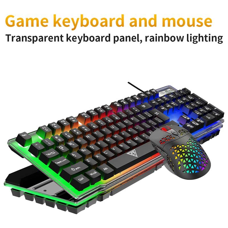 Cheap Slim Teclado Laser 104Key Rgb Backlight Electronic Wired Metal Gaming Keyboard and Mouse Combos