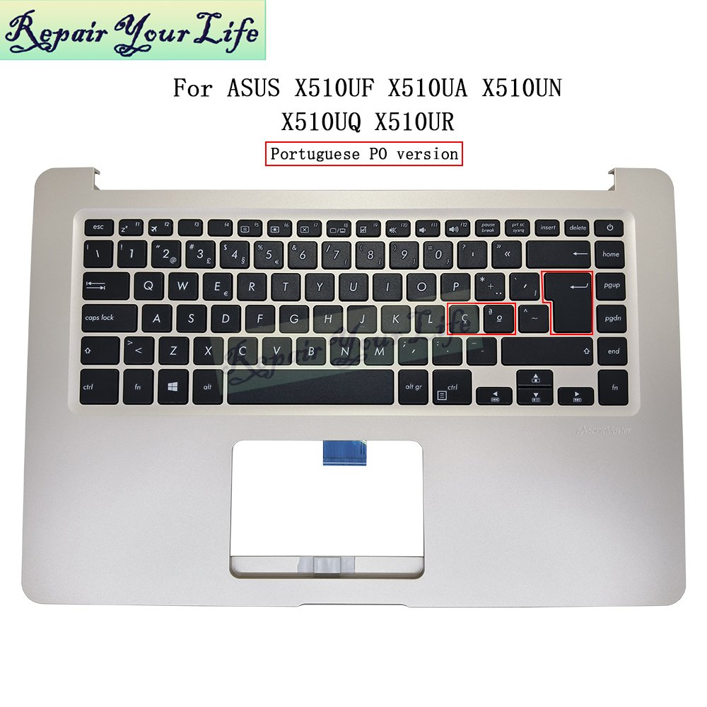 PO Portuaguese For Asus X510UF X510UA X510UN X510UQ X510UR Palmrest C cover shell no Backlit Keyboard 1KAHZZT002P Original new