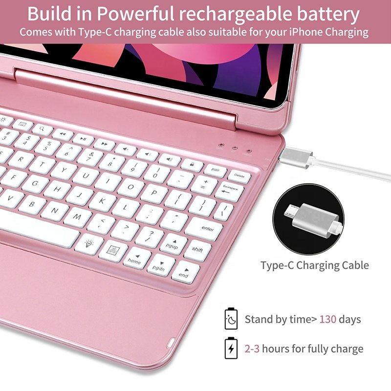 AMZ 180 Degree Rotating Slim Tablet Cover for iPad Pro Accessories 11 Inch Pencil Holder Wireless BT Keyboard Case