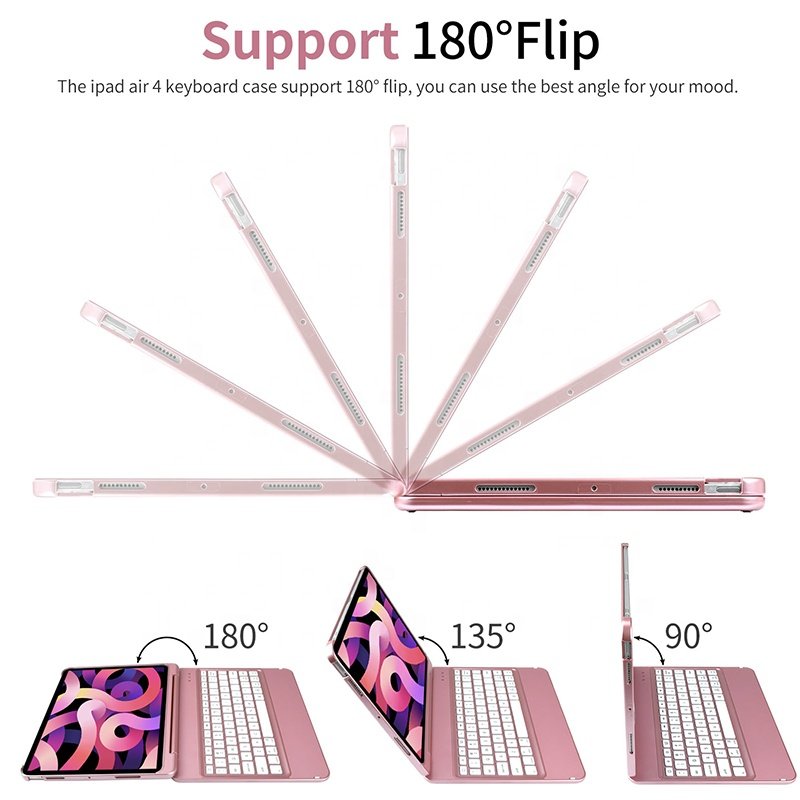 AMZ 180 Degree Rotating Slim Tablet Cover for iPad Pro Accessories 11 Inch Pencil Holder Wireless BT Keyboard Case