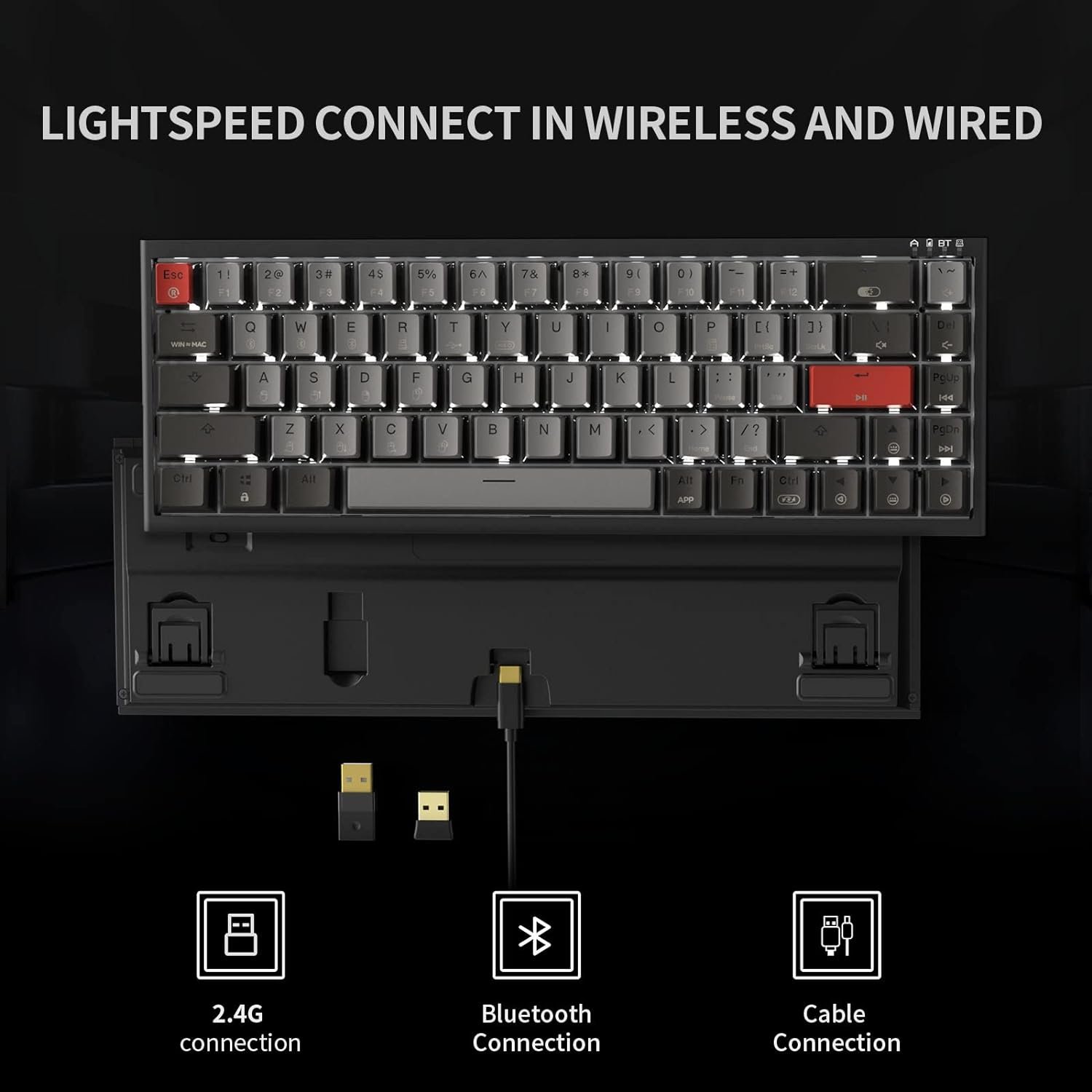X1Pro Wireless Triple Mode 2.4G Bluetooth5.0 USB-C 65% Layout 68 Keys Hot Swappable Kailh Box Switch Mechanical Gaming Keyboard