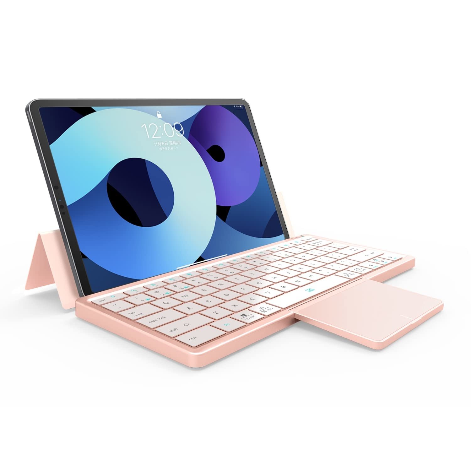 Mini Wireless Keyboard Multi-Device Foldable Keyboard with Touchpad Removable Cover Folding Stand Rechargeable keyboard