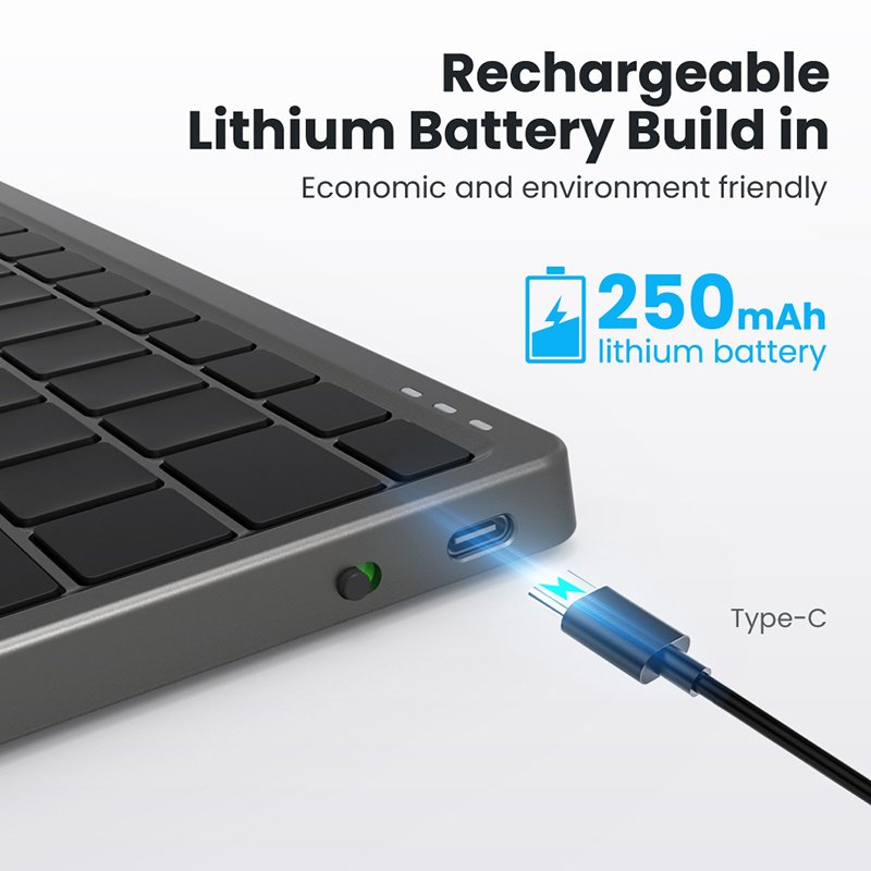 Mini Wireless Keyboard Multi-Device Foldable Keyboard with Touchpad Removable Cover Folding Stand Rechargeable keyboard